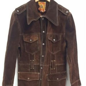 Vintage Men's Brown Leather Jacket - Sz 42